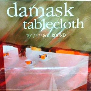 Damask Tablecloth 70 in Round. NEW